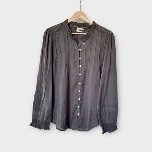 Faherty Willa Button Front Peasant Pintuck Blouse Top